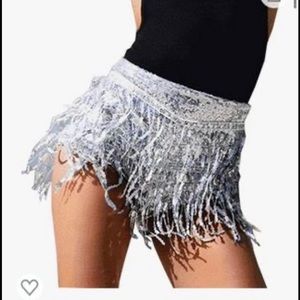 NWT silver sequin short